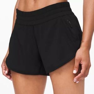 Lululemon Tracker Low-Rise Short, 4”, black. Lined. Size 6. New with tags.